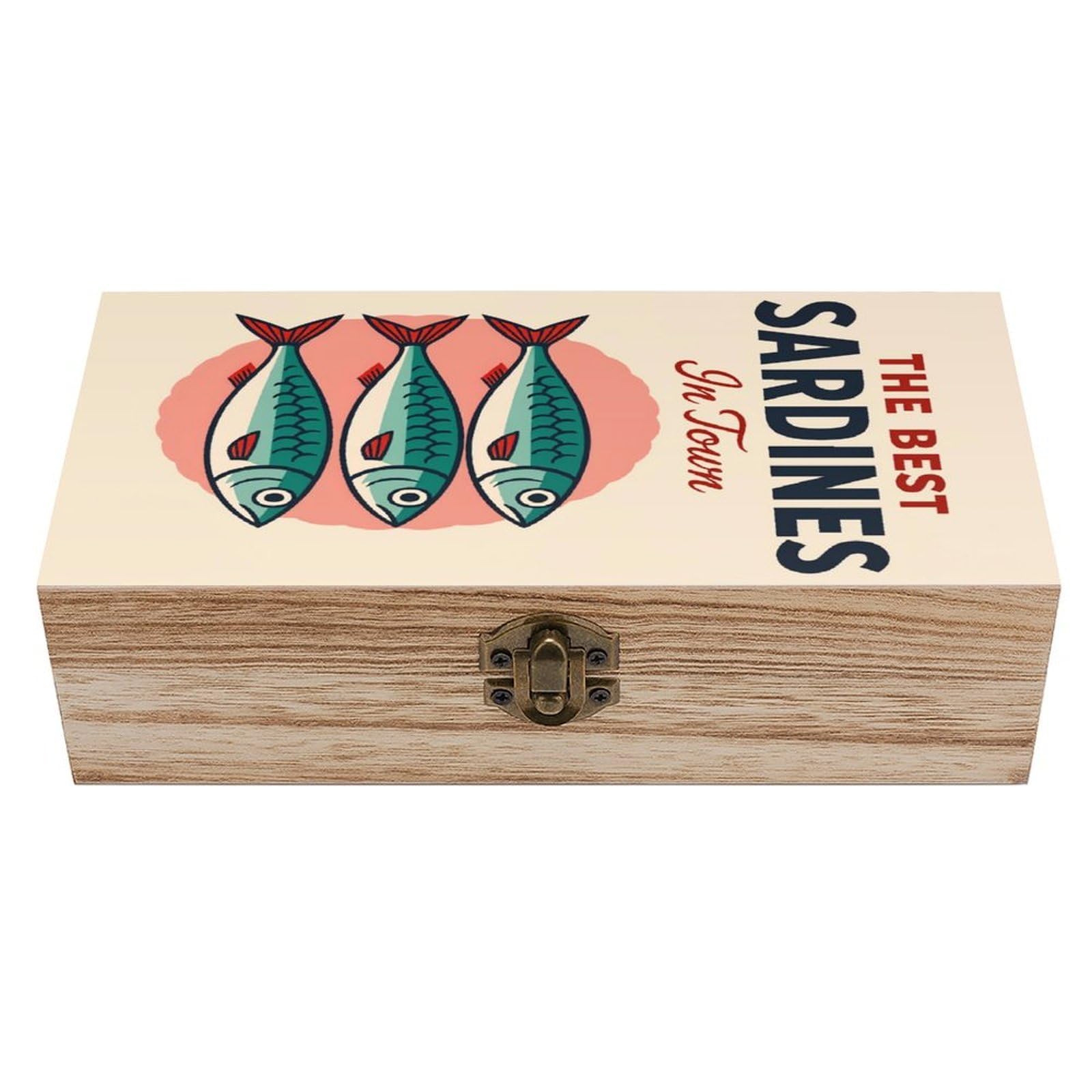 asbwuo Sardines Vintage Vintage Wooden Keepsake Box