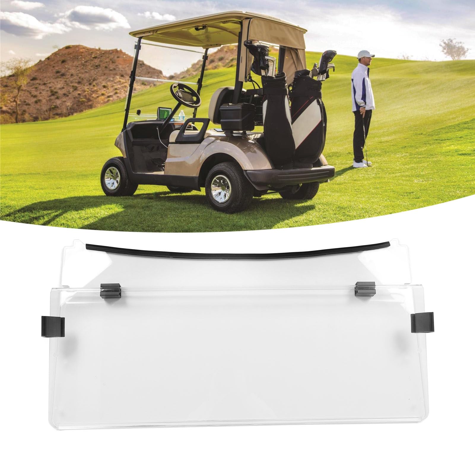 Przednia Szyba Wózka Golfowego, Składana Szyba Przednia Wózka Golfowego Akrylowa Przezroczysta Szyba Przednia o Grubości 5 Mm do Modeli G29 Drive 2 z Napędem Gazowym lub