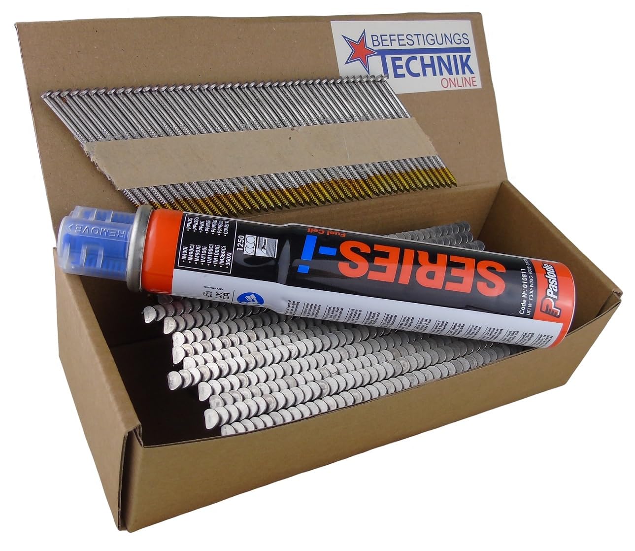 Clous à bande 34° - 2,8 x 55 mm - Anneau inoxydable A2 - 1 x gaz - Convient pour Paslode IM90Ci IM90Xi