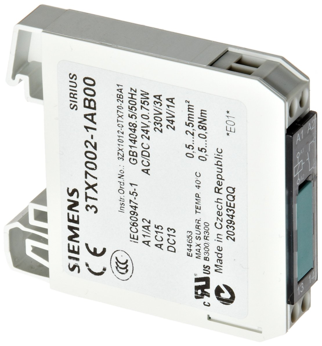 Interface Relay, Narrow Design, Screw Terminal, for Low Heights Between Tiers, Output Interface with Relay Output, 1 NO Contact, 11.5mm Width, 24VAC/DC Control Supply Voltage