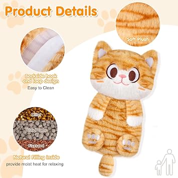 SuzziPad Orange Cat Microwavable Heating Pad Plush, 6.3 X 10.6, 1.2 Lb