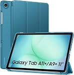 MoKo Étui pour Galaxy Tab A11+ Plus/A9+ 11 po 2025/2023, Couverture Protectrice Slim avec Dos Translucide en PC Dur pour Galaxy Tab A11+/A9 Plus, Réveil Automatique/Sommeil, Bleu Marine