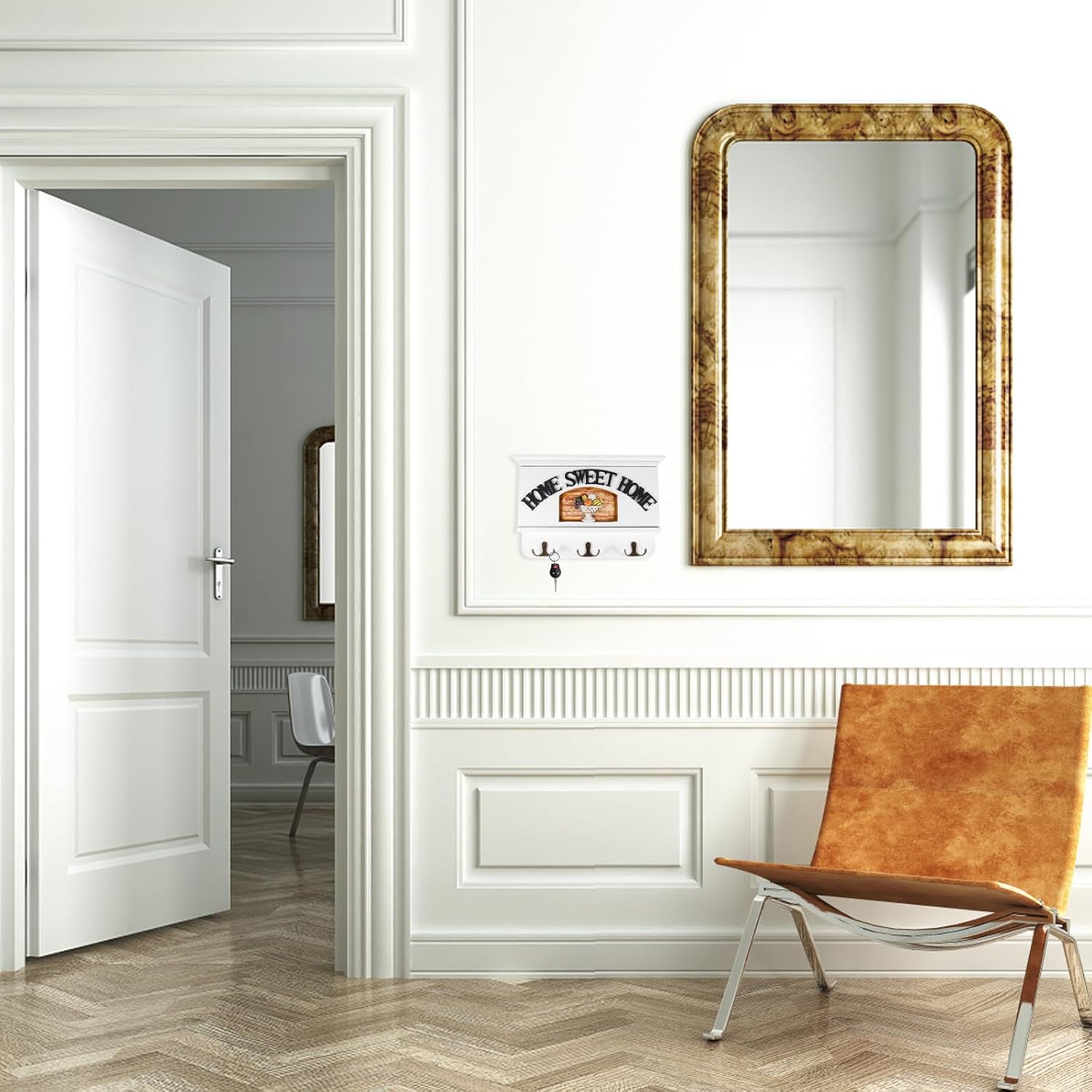 POPETPOP Vintage Wall Mounted Storage Rack Retro Key and Clothes Hooks, Rustic Wooden Home Storage Hook for Entryway Organization and Wall Hanging Decor