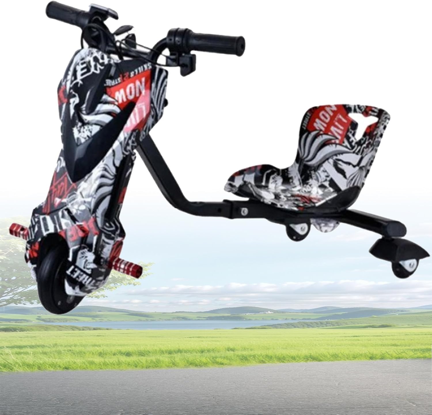 Electric Go Kart for Kids Ages 8, Kid Ride On Tricycles, Drift Trike, Big Wheel Drifting Tricycle, with Swivel and Slide Features, for Outdoor Play 8IN-C