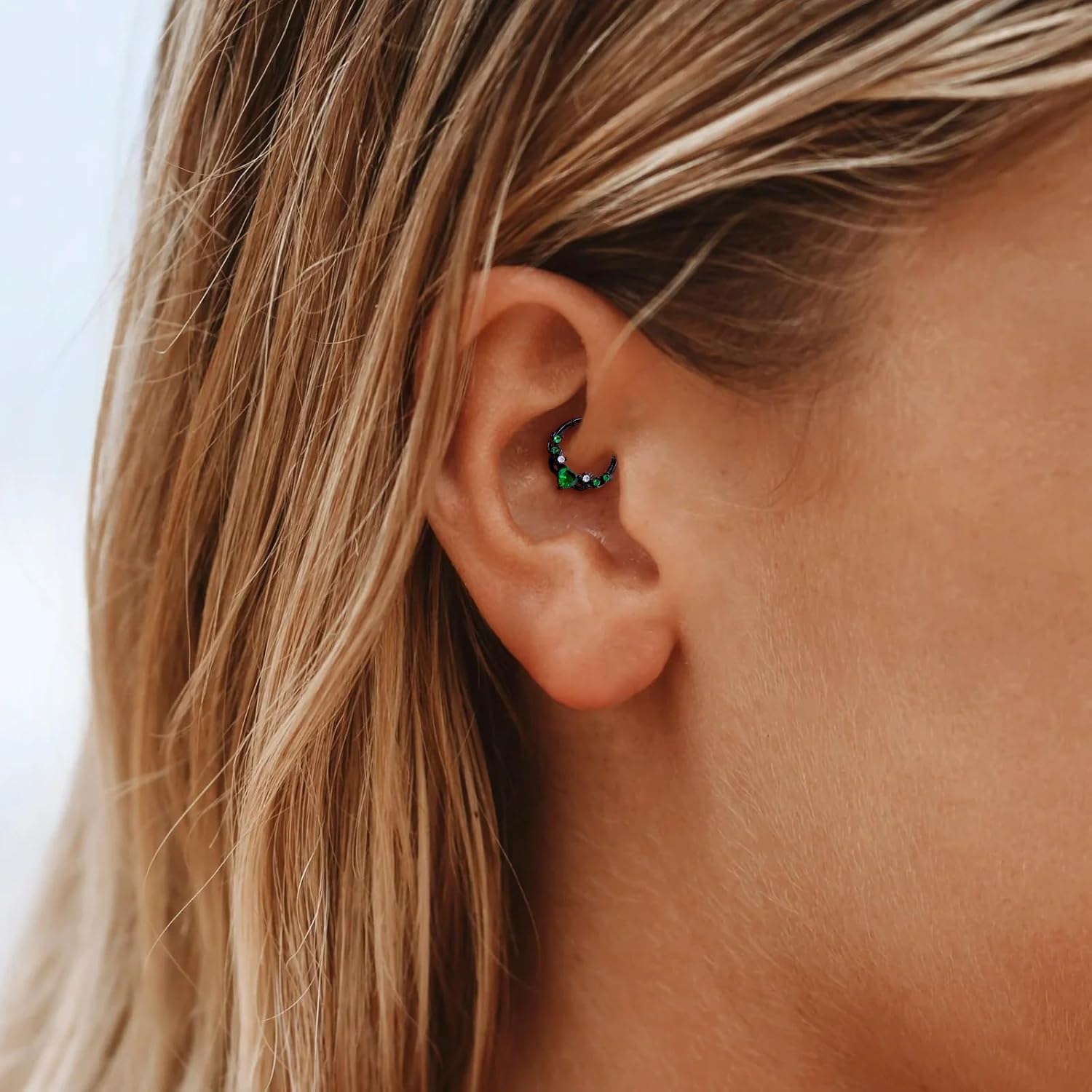 Septum Nose Rings Hoops for Women, 316L Surgical Steel 16G Leaf Cartilage Earrings, Tragus Helix Rook Daith Piercing Jewelry - Image 4