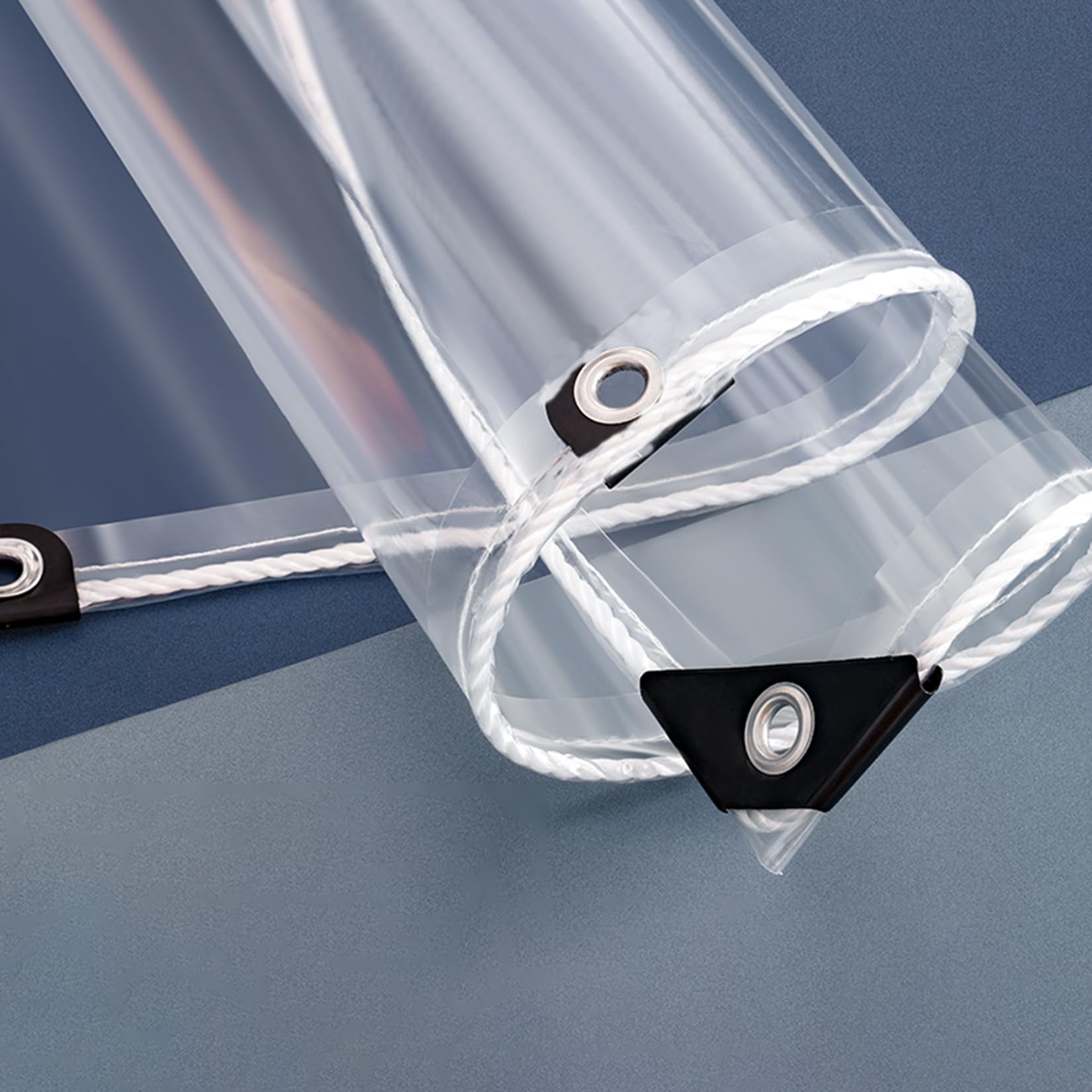 Lona transparente 80x285 cm con ojales reforzados multiusos blanca