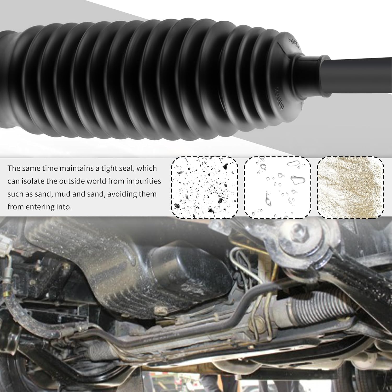Rack and Pinion Boot OEM#103-3069,4553549005,53534SZAA02,Rack and Pinion Boot Kit with 2*Clamps,Inner Tie Rod Boot Compatible with Lexus ES300 RX330 RX450h Toyota Avalon Camry Corolla