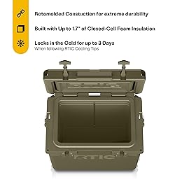 RTIC 20 QT Ultra-Tough Cooler Hard Insulated Portable Ice Chest Box for Beach, Drink, Beverage, Camping, Picnic, Fishing, Boat, Barbecue, Olive
