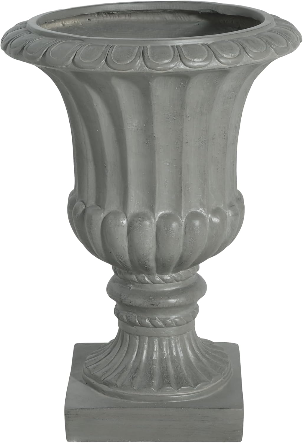 Modern Garden Urn 26.25”H, Sleek Outdoor Planter with Clean Lines for Contemporary Patio, Courtyard or Landscape Accent (Gray)