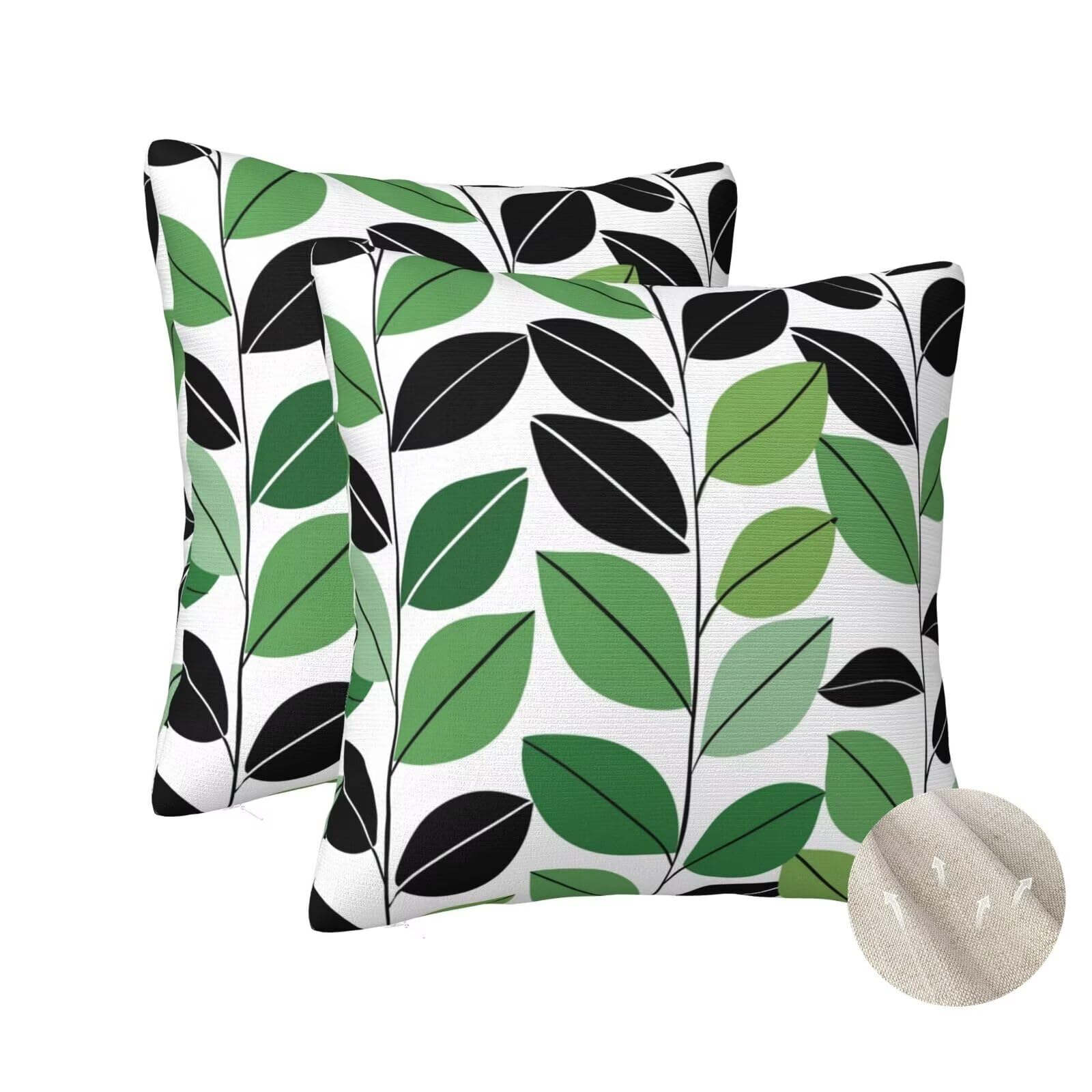 Housses de coussin vert 70x70 cm lot de 2 avec motifs feuilles élégants pour canapé de salon