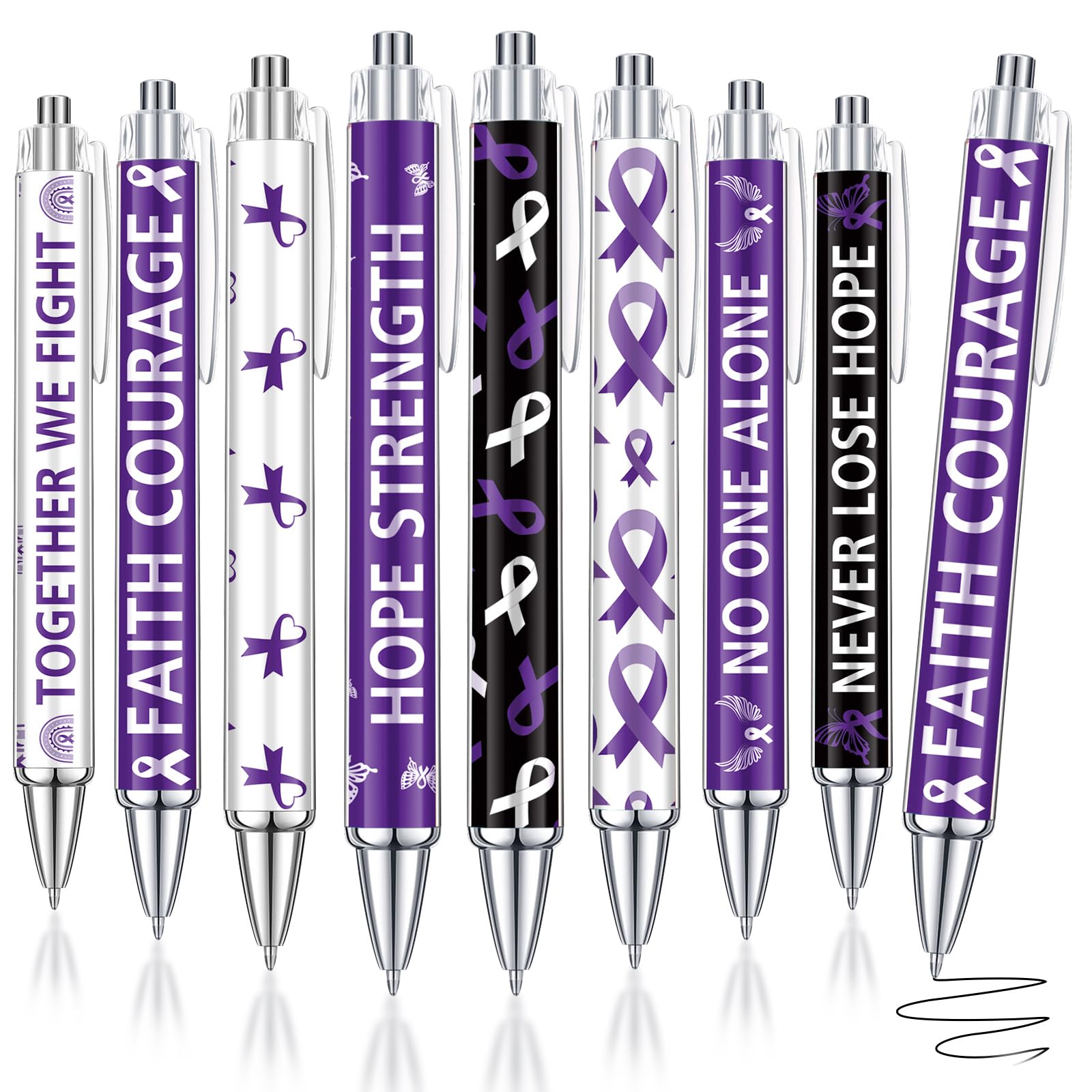 Dispowreath 48 Pcs Purple Pancreatic Cancer Pens Bulk Purple Ribbon Awareness Gifts Faith Courage Hope Strength Health Awareness Favors for Animal