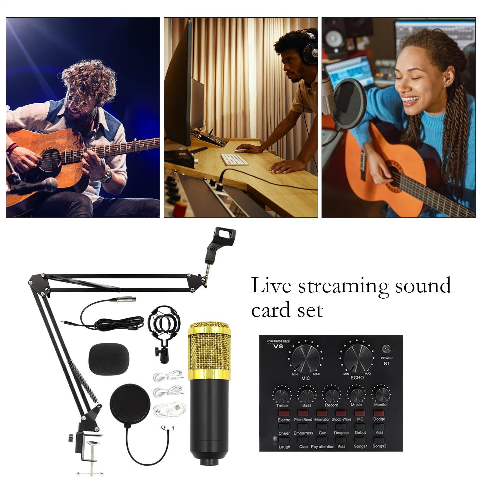 Set microfono per registrazione Kit Streaming Facile Da Usare, Scheda | Microfono a Condensatore Per Registrazione In Studio, Video Live, Podcast, Cantanti, Doppiator