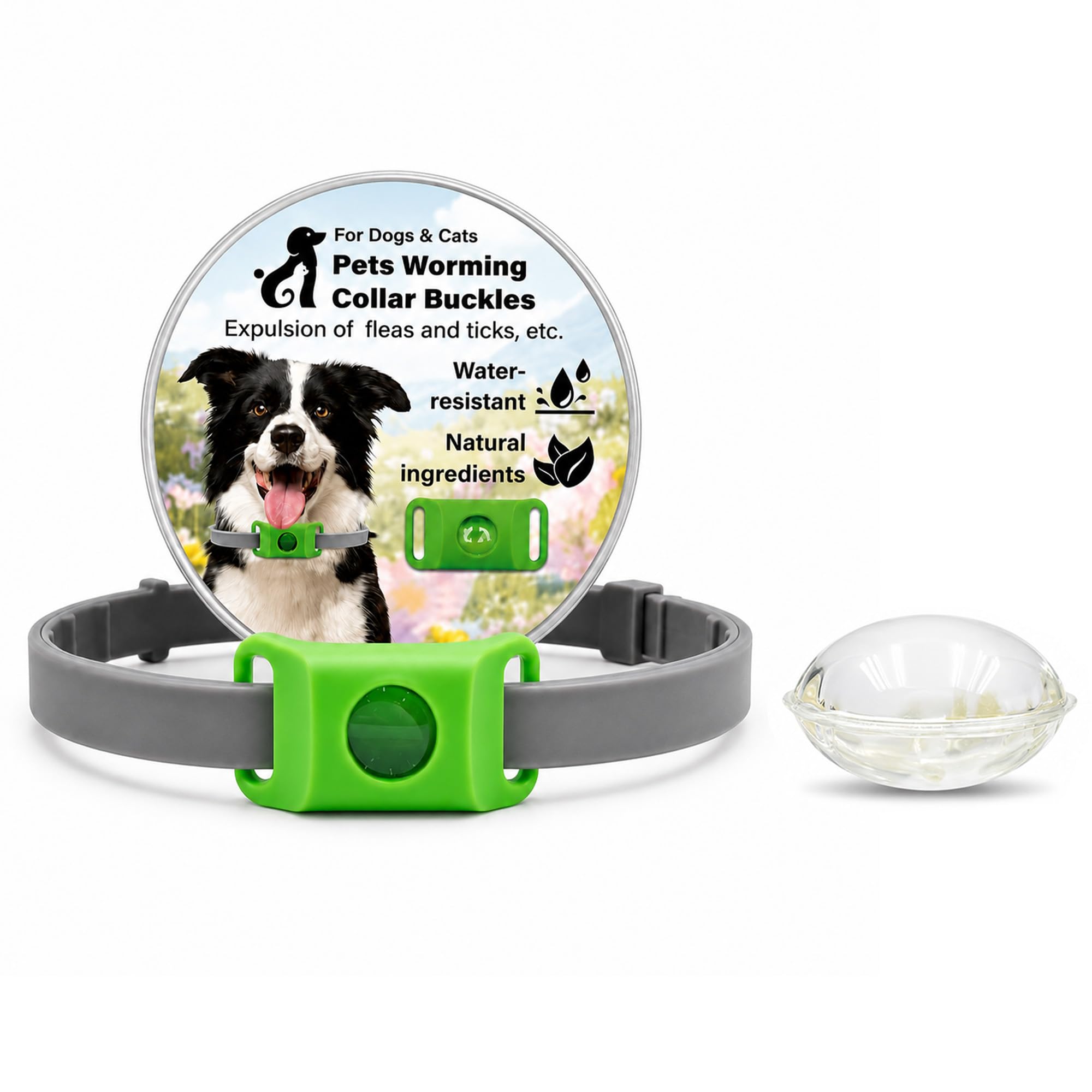 Collar Antiparasitario para Perros | Protección Natural de 12 Meses, Impermeable y Ajustable, Incluye 2 cápsulas de repuesto