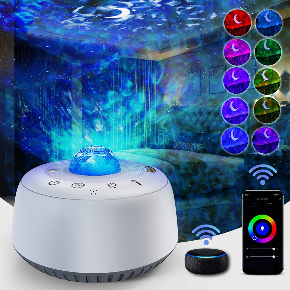 SOAIY Star Projector, Bedroom Galaxy Night Light Projector, Working with Alexa＆Google Assistant, Smart App, Ocean Wave Projectors for Kids, Adults, Party, Wedding, Birthday, Karaoke