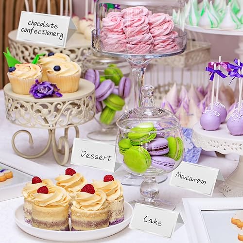 Miniatura 5 de Teling 150 tarjetas de lugar con nombre con borde de aluminio en blanco, tarjetas de mesa pequeña para mesa de fiesta, asientos de mesa, bodas