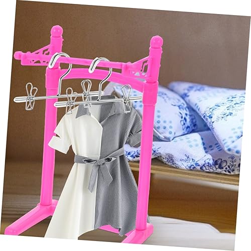 Miniatura 6 de Toddmomy 18 piezas Mini colgador de ropa para muñecas Estante de alambre Mini suministros para la casa Mini Perchero de ropa para muñecas, Mini