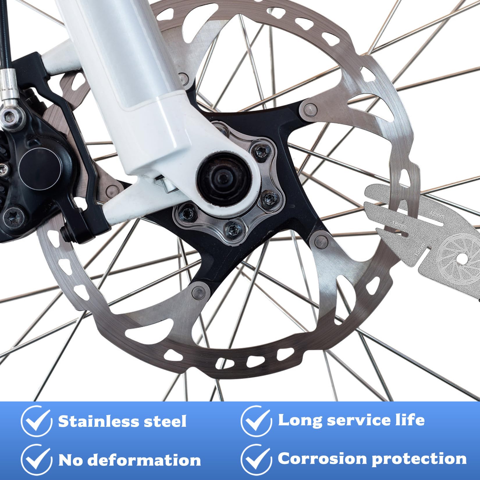 KATIMI 5 Pezzi Freno a Disco, Strumento Allineamento della Bici in Acciaio Inossidabile, Strumento di Allineamento a Disco a 3 Scanalature, con