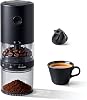 Molino de café eléctrico portátil Lamido con muelas de acero - muele mientras carga - tolva visible - 38 ajustes externos - 1.8 veces más rápido - batería 2000 mAh para viajes y campamento (negro mate, E96T) 1