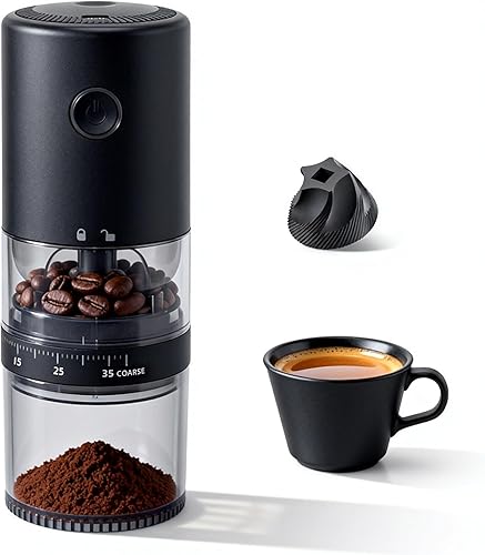 LAMIDO Portable Electric Burr Coffee Grinder - Grind While Charging - Visual Bean Hopper - 38 External Grind Settings - 1.8X Faster Grinding - 2000