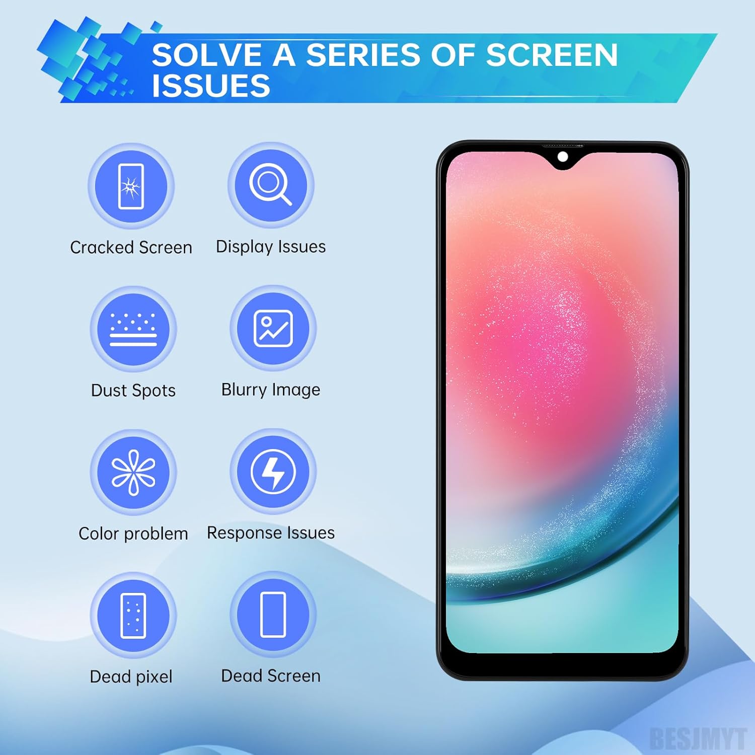 for Samsung Galaxy A24 Screen Replacement with Frame LCD Display Touch Digitizer Full Assembly Fix Glass with Repair Tools Kit SM-A245F