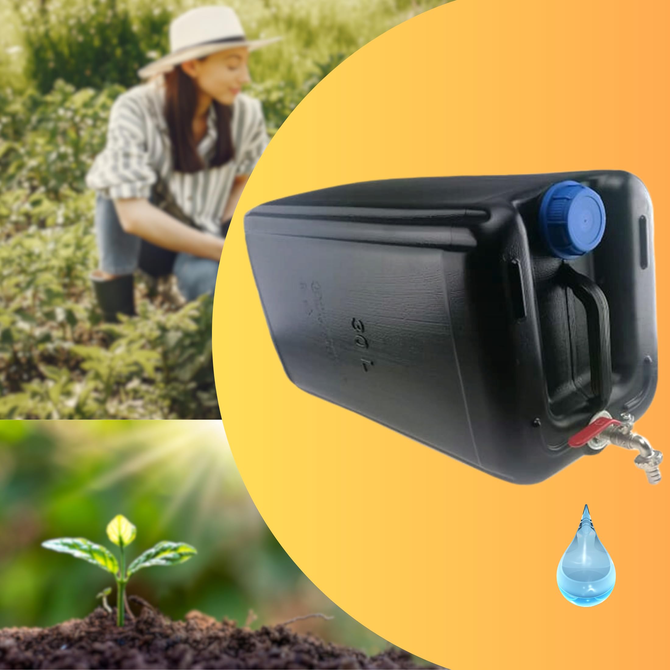 Bidón de agua de 30 l de plástico, depósito de agua con grifo, bidón de agua potable, depósito de agua, bidón de plástico, para casa, jardín, coche y camping, etc., cierre hermético