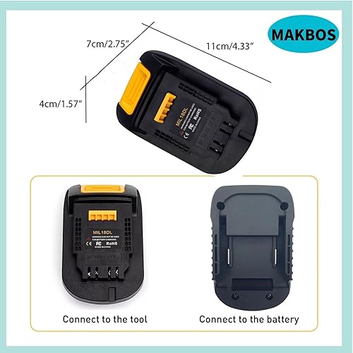 Miniatura 7 de Adaptador de batería MIL18DL para Milwaukee 18V a Dewalt 20V Adaptador de batería de litio, para M18 para convertidores de herramientas eléctricas