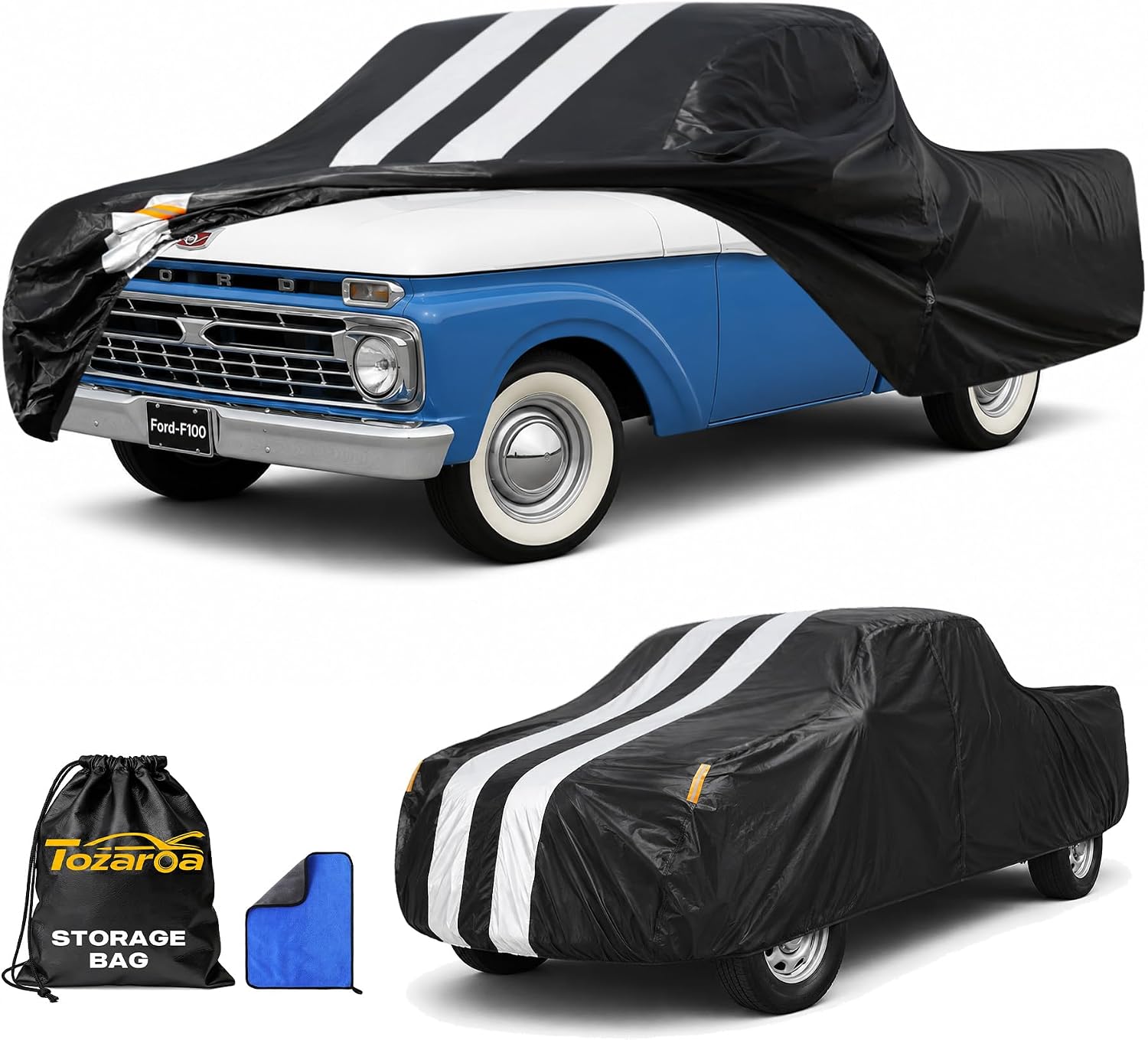 Silverado 1500 Heavy Duty Truck Cover Custom Fit 1998-2026 Crew Cab Short Bed(5.7'-5.8' with Door Zipper, 10 Layers Pickup Truck Cover Waterproof All Weather, Wind Dust Sun UV Protection.