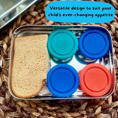Miniatura 7 de Caja Bento reutilizable de acero inoxidable 6 recipientes de 1.7 fl oz incluidos Sin plástico Apto para lavavajillas Sin derrames, a prueba de