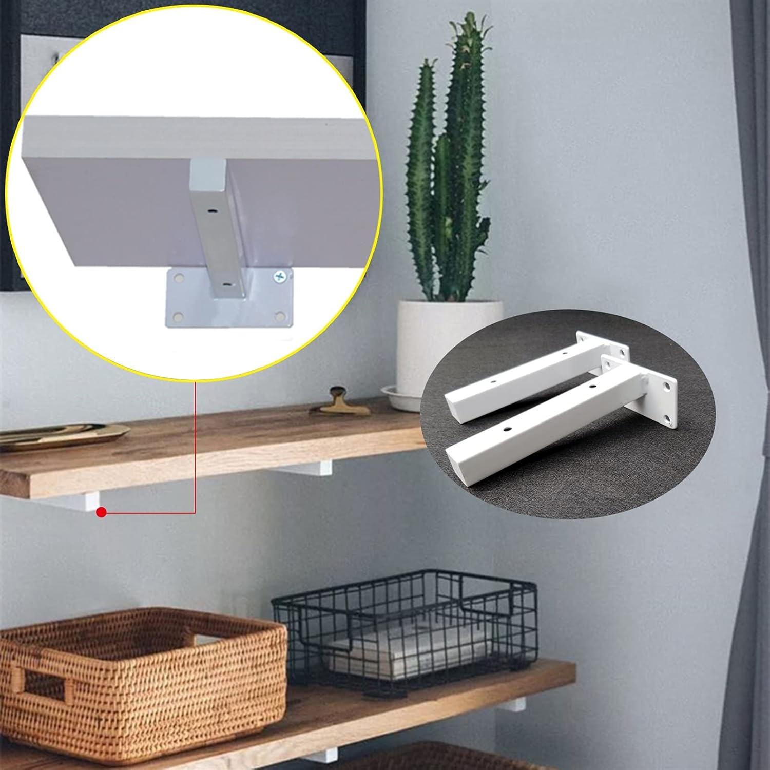 Shelves,shelf brackets,Kitchen Shelf Brackets Solid Metal Heavy Duty Shelves Brackets, 2 Pcs, Not Easy to Rust, Invisible Support Design, with Screws and Wall Plugs, 6 Sizes, Wall Brackets Black,White