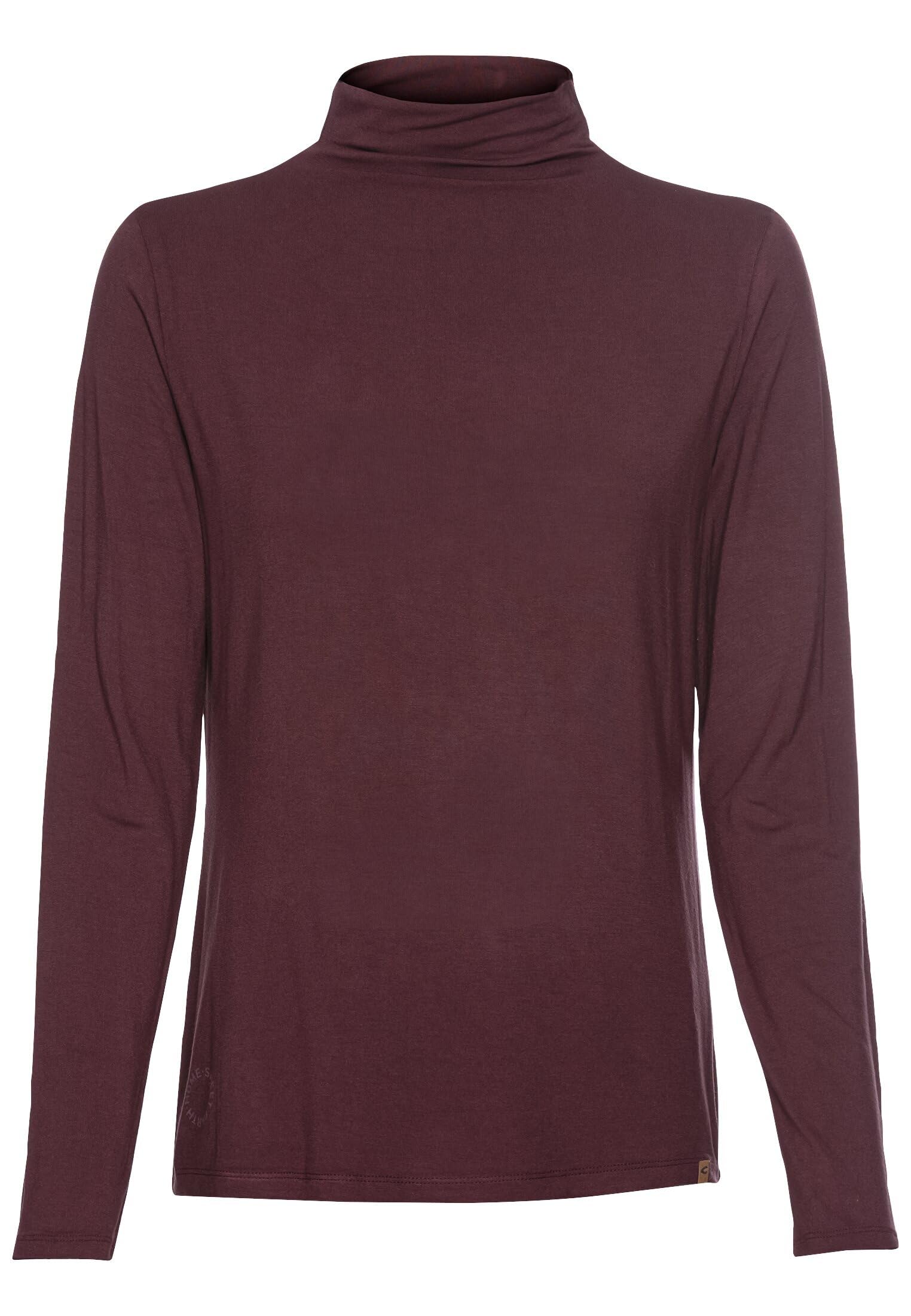 camel active Women's Long-Sleeved Shirt with Turtleneck, DarkRed, L