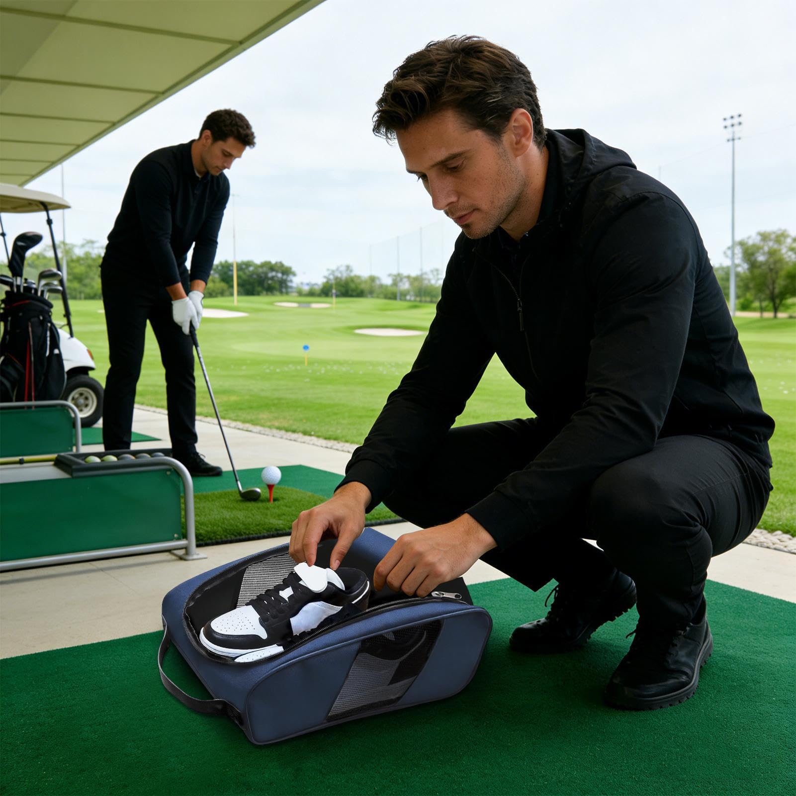 Borsa porta scarpe da golf Uomo,Trasportino unisex con cerniera, impermeabile e portatile - per Sacche da Golf | Per bowling, calcio, basket, palestra, sport, viaggi, esterni, auto,
