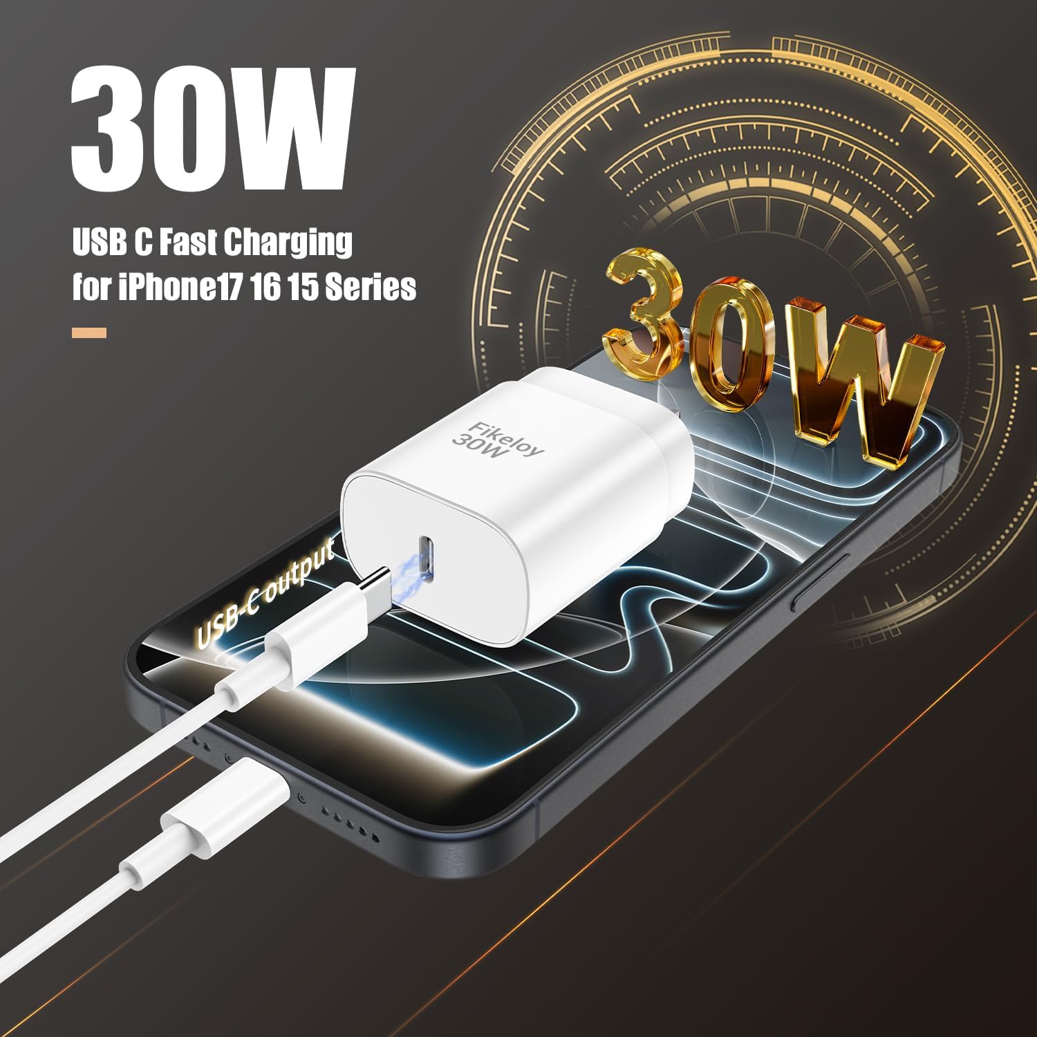iphone 17 16 pro max charger fast charging usb c charger block, 30w usb-c chargers with 3/6/10ft type c fast charging long cable cord for iphone 17 16 15 pro/pro max/plus series/ipad galaxys25/s24 white