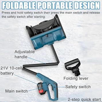 2025 Electric Snow Shovel - 600w Brushless Snow Blower Cordless, 45° Snow Throwing, 25.4cm (10in) Cleaning Width & 16cm (6.3in) Depth, For Winter Sidewalk Snow Removal 1battery