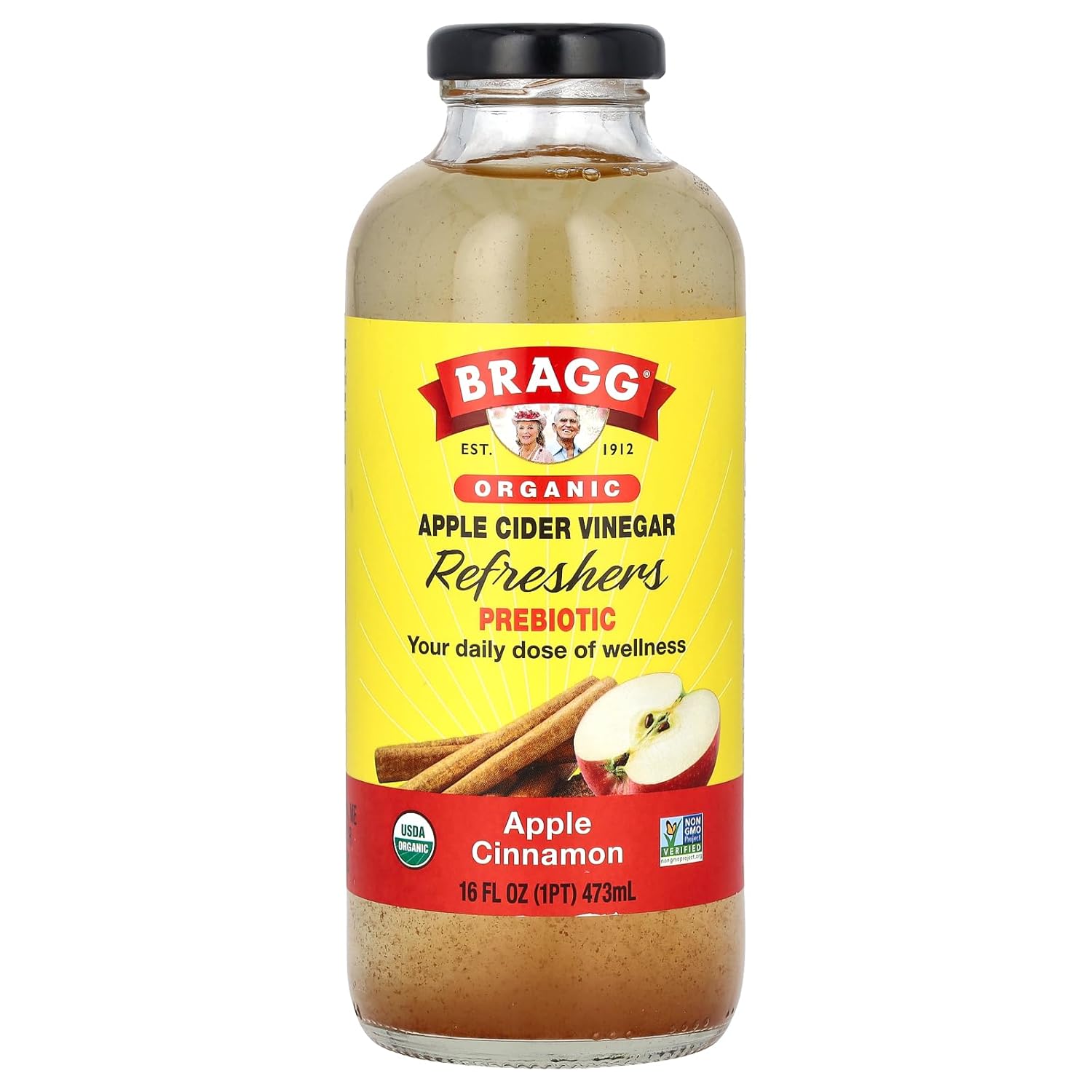 Bragg Organic Apple Cider Vinegar Refresher Apple Cinnamon 16 fl oz Pack of 2 - Gluten-Free Non-GMO