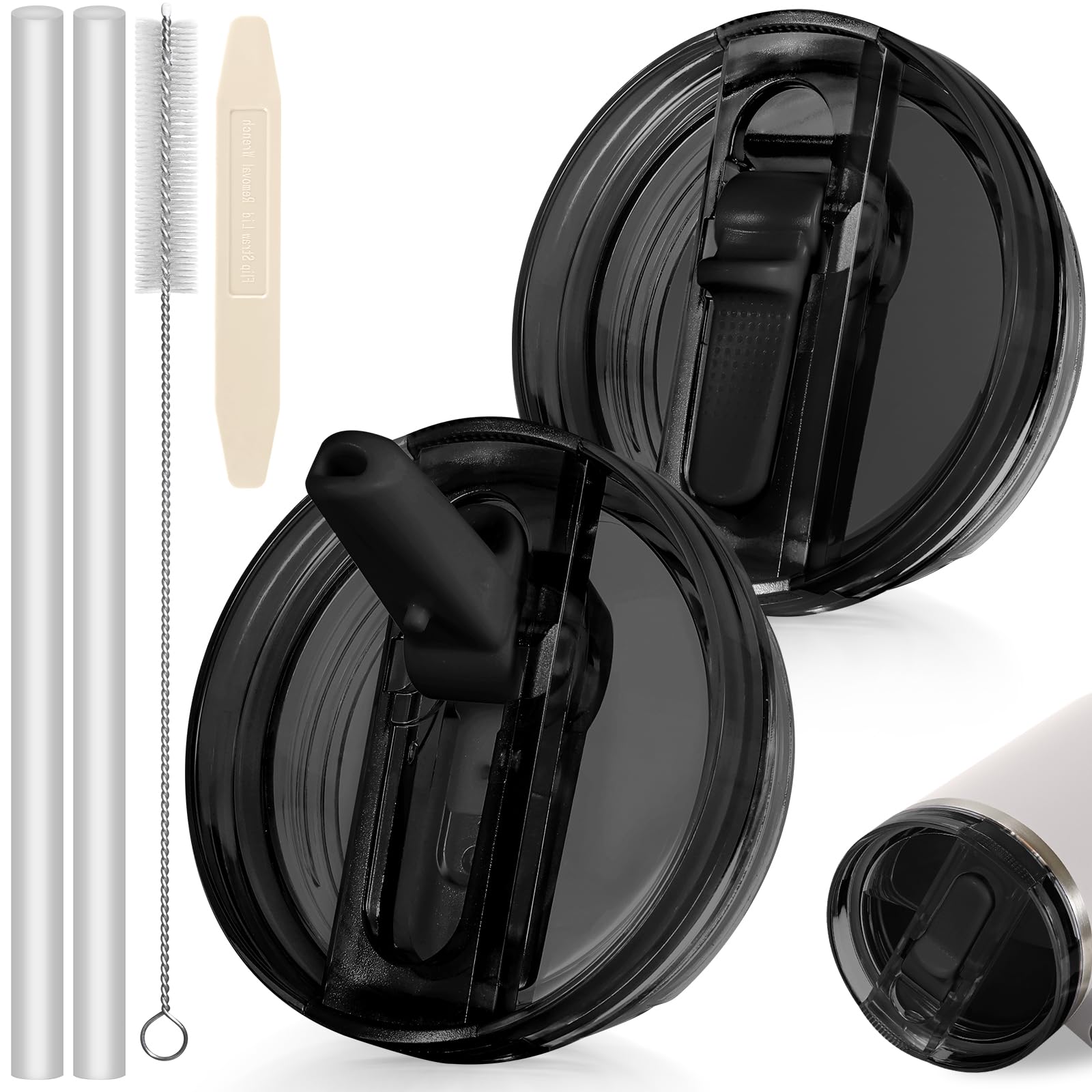 ANTAND 30oz Flip Straw Lid for Stanley Quencher H2.0 Tumbler, 2 Pack Leak Proof Lid Replacement No Spill Cover for Stanley Cup Accessories ProTour (