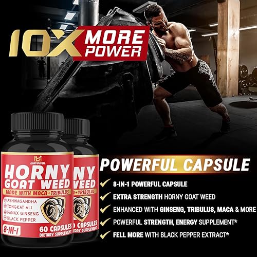Miniatura 6 de BMVINVOL Cápsulas de malezas de cabra cachonda con maca, tribulus, ginseng. Ashwagandha, Tongkat Ali, 8 en 1 para apoyar los niveles de energía
