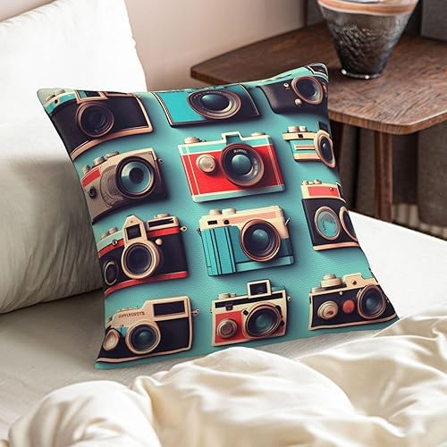 Miniatura 8 de Retro Cool Camera Collection Print Decorative Linen Pillow Covers, Couch Throw Pillows, Square Cushion Covers, Spring Home Decor