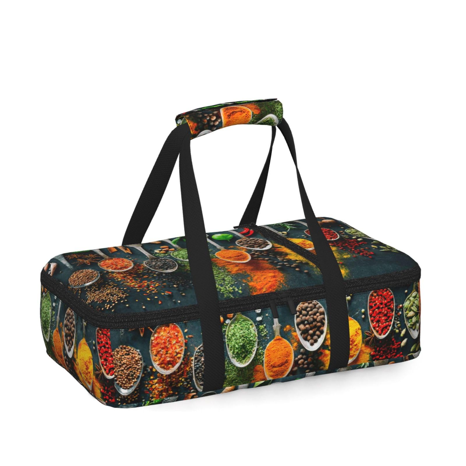 Spices Print Insulated Thermal Food Storage Bag Daily Reusable Picnic Tote Lunch Box Home