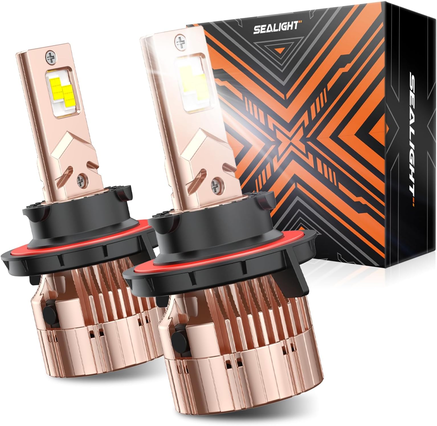 SEALIGHT H13/9008 Bulbs 40000LM Brighter or 9008 Fog Bulb, X6S 9008 Bulbs with 6000K Eye-protection Daylight, H13 Powersports Lights Plug and Play, Pack of 2