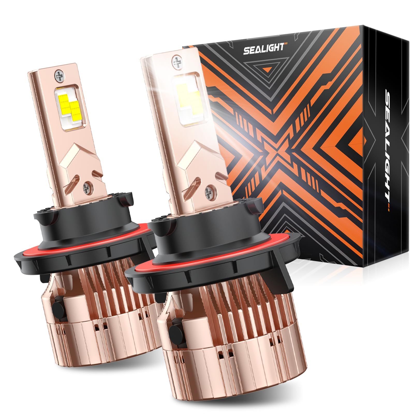 SEALIGHT H13/9008 Bulbs 40000LM Brighter or 9008 Fog Bulb, X6S 9008 Bulbs with 6000K Eye-protection Daylight, H13 Powersports Lights Plug and Play, Pack of 2