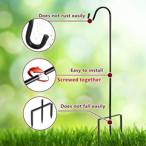 Miniatura 4 de EXCMARK - Gancho de pastor de 32 pulgadas y 12 pulgada de grosor. Utilízalo en bodas, para colgar luces solares, linternas, alimentadores de
