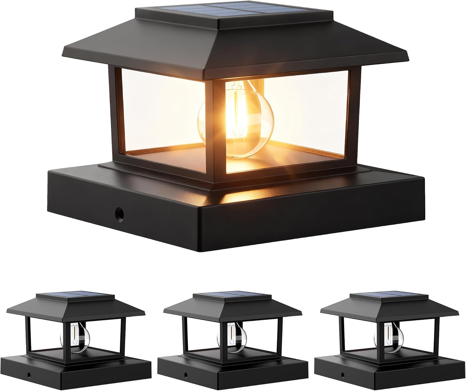 PEVOROS 6 Pack Solar Post Cap Lights Outdoor, Waterproof Fence Post Solar Lights Fit for 4x4 5x5 6x6 Wooden/Vinyl/Plastic Posts, High Brightness Warm White Edison LED for Garden, Deck, Patio
