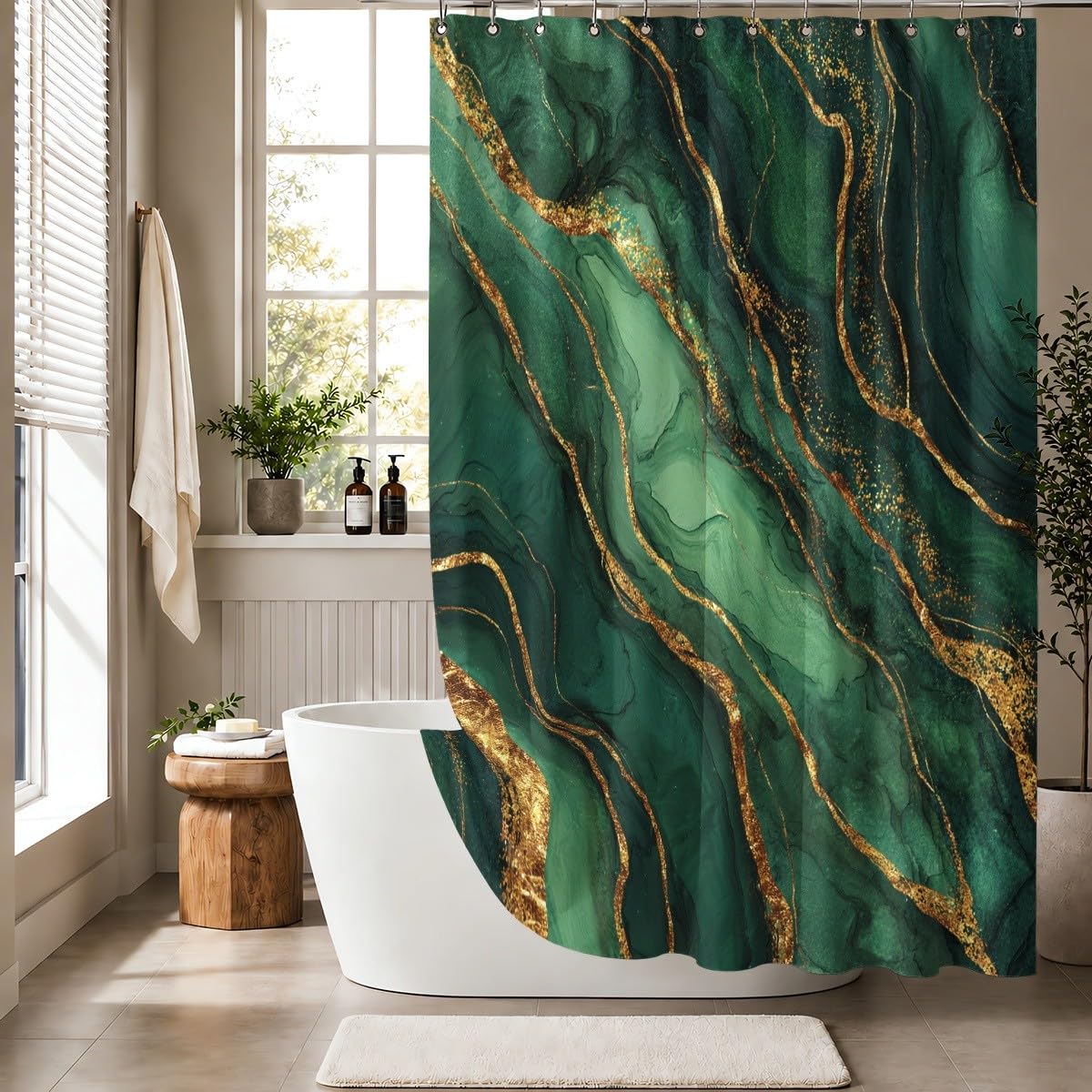 Verde Scuro Tenda Doccia 240x200 cm Asciugatura Rapida, Facile da Pulire