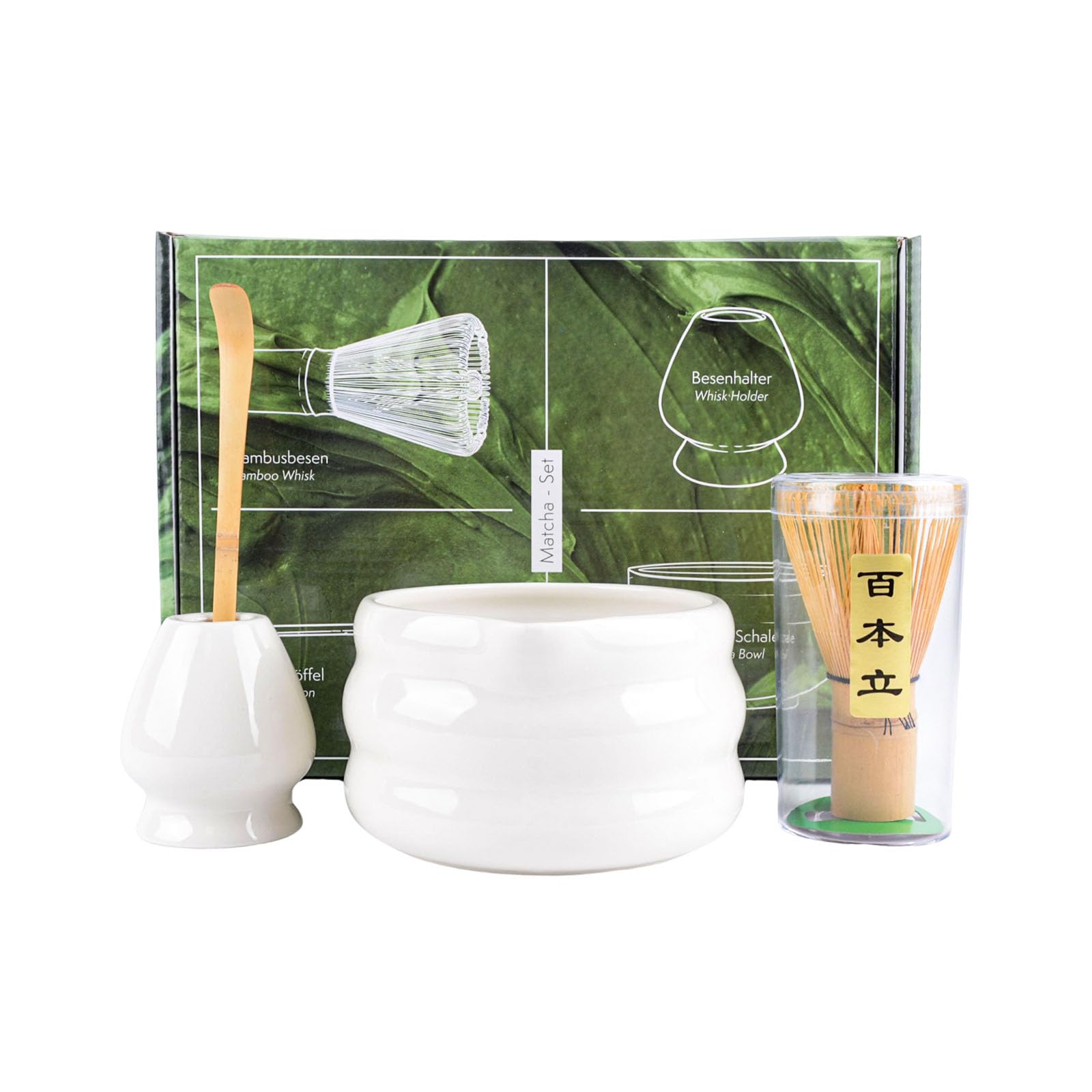 Porte-fouet et kit de fabrication de matcha fait à la main avec bol blanc 500 ml