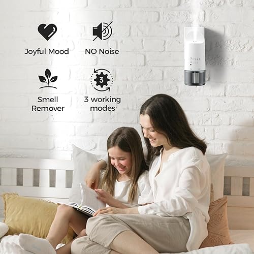 Miniatura 3 de Difusor de aceite esencial sin agua enchufable, cobertura de 500 pies cuadrados, tecnología de nano niebla, 5.4 fl oz, modos automáticos díanoche,