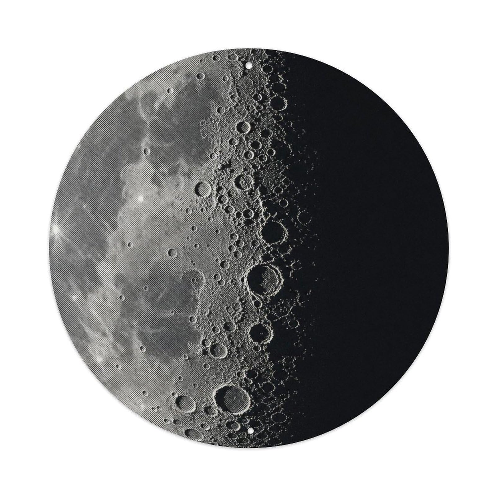 Okngb Style Observatory Moon Terminator Lunar Shadow Stellar Survey Metal Tin Sign Plaque Wall Decor For Cafe, Man Cave, Club Bar, Office, Home Garden Round Metal Poster 8X8inch