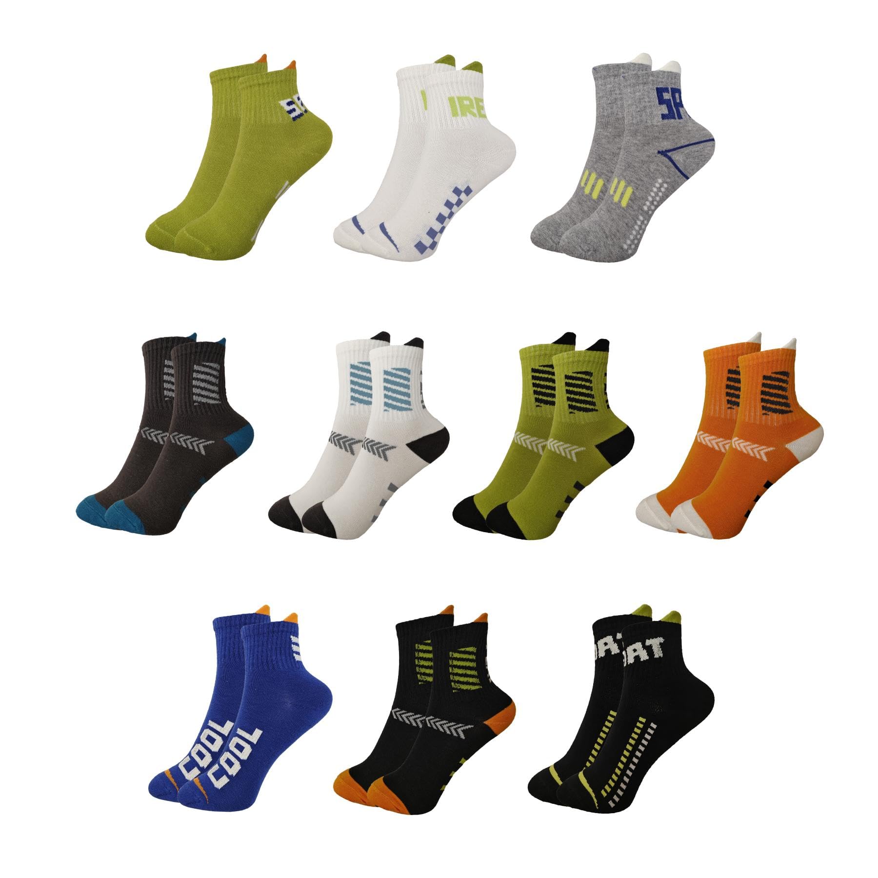 Ragazzi Sport Calzini Bambini Novità Mid Calf Taps Morbido Cotone Atletico Crew Calze per bambini indossare tutti i giorni 10 paia M 3-12 anni