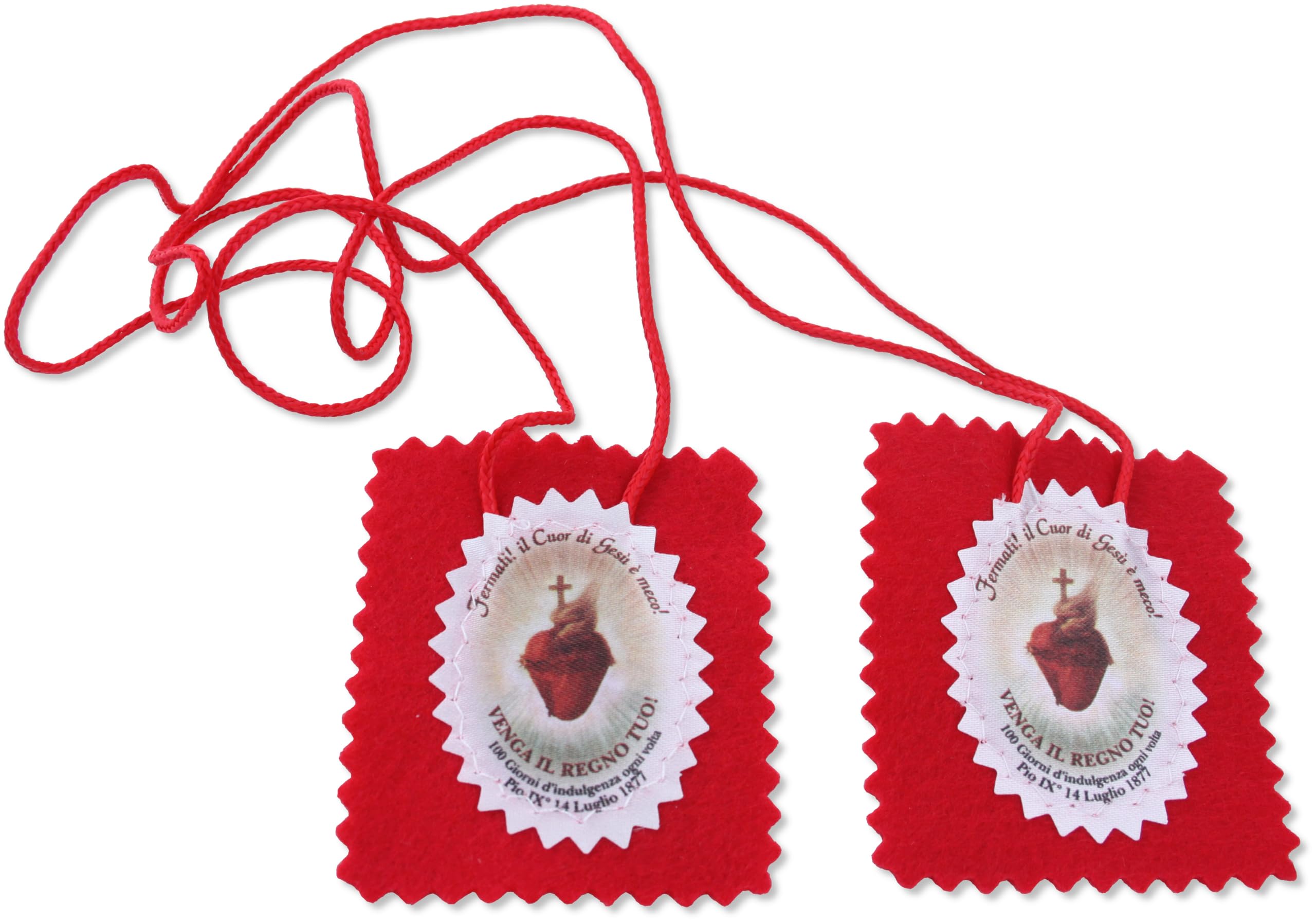 Scapolare in Tessuto Sacro Cuore di Gesù - Set 10 Pezzi - Cm 7x5,5