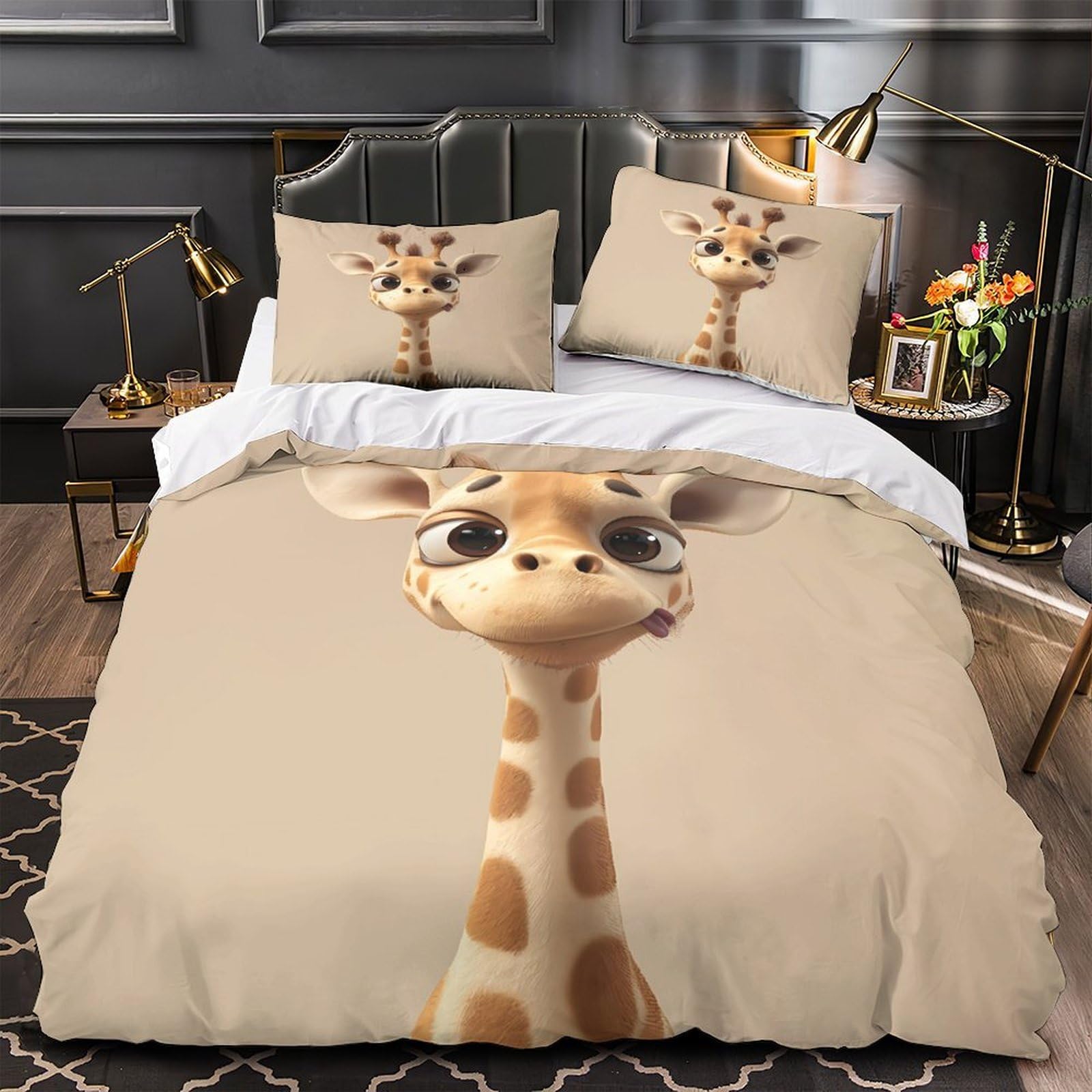 Housse de couette girafe 3D pour une chambre d'enfant cocooning
