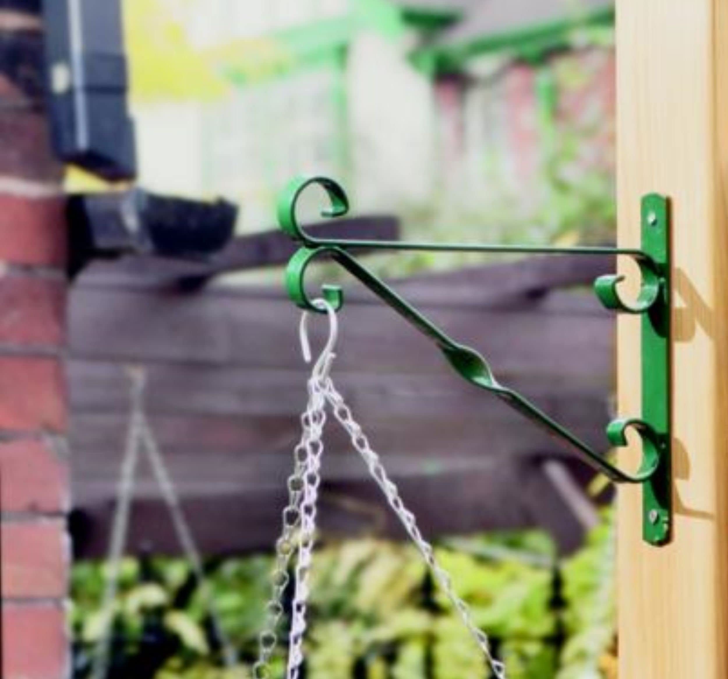 Shop4allsorts Green Hanging Basket Bracket 12 Inch 30Cm Metal Flower Basket Support Hook